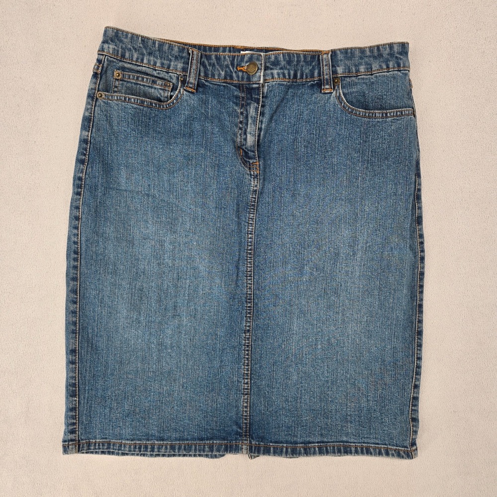 Villager Women 12 Blue Denim Pencil Skirt Vintage Y2K Officecore Stretch